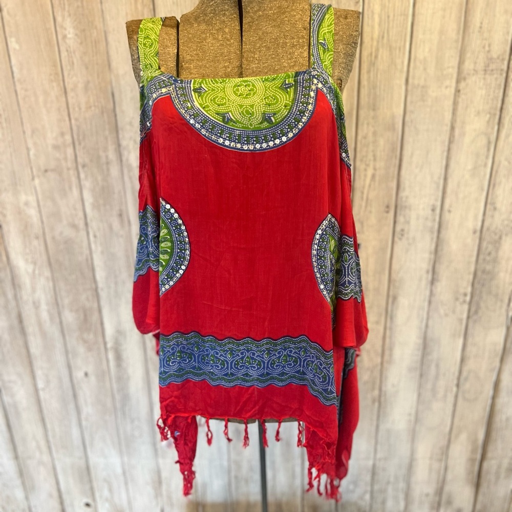 YOA Red and Green Women's Top